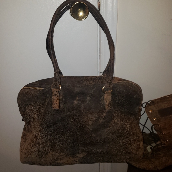 Rustic MK wedge zip boots and matching bag - Picture 5 of 8